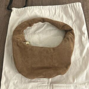 Suede brown shoulder slouch bag